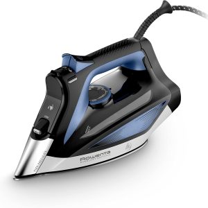 Fier de călcat cu abur Rowenta Everlast DW7320 anticalcar, 2700 W, 45 g/min. Eliberare continuă de abur, jet de abur de 220 g/min, sistem anti-picurare, sistem anticalcar, rezervor de apă de 300 ml, negru/albastru