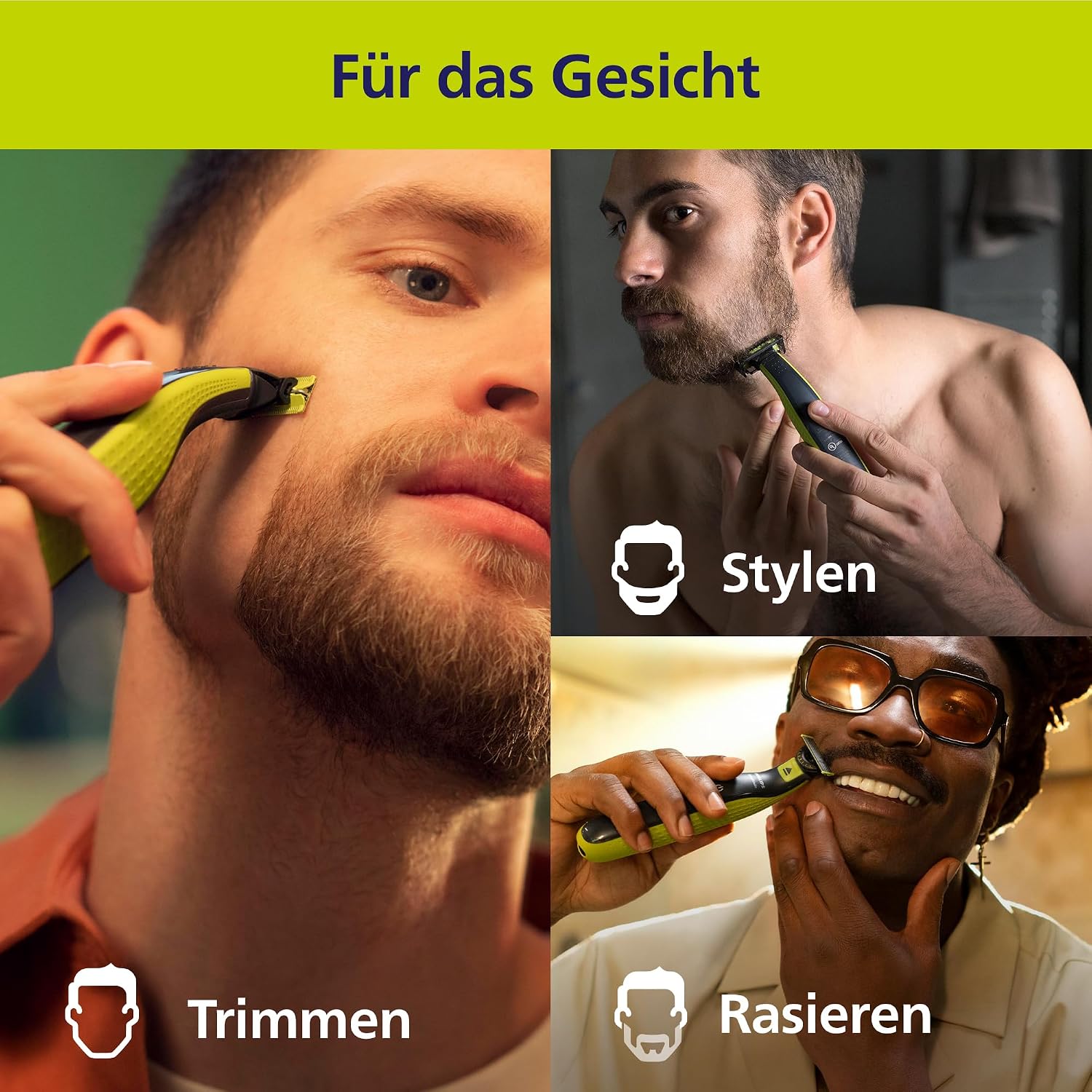 Aparat de ras electric PHILIPS OneBlade 360 pentru față și corp, aparat de tuns și de îngrijire corporală, 3 lame x 360, 3 accesorii de tuns (1/3/5 mm), 2 accesorii pentru corp, bărbierit umed și uscat pentru față și corp (QP2824/31) - Image 2