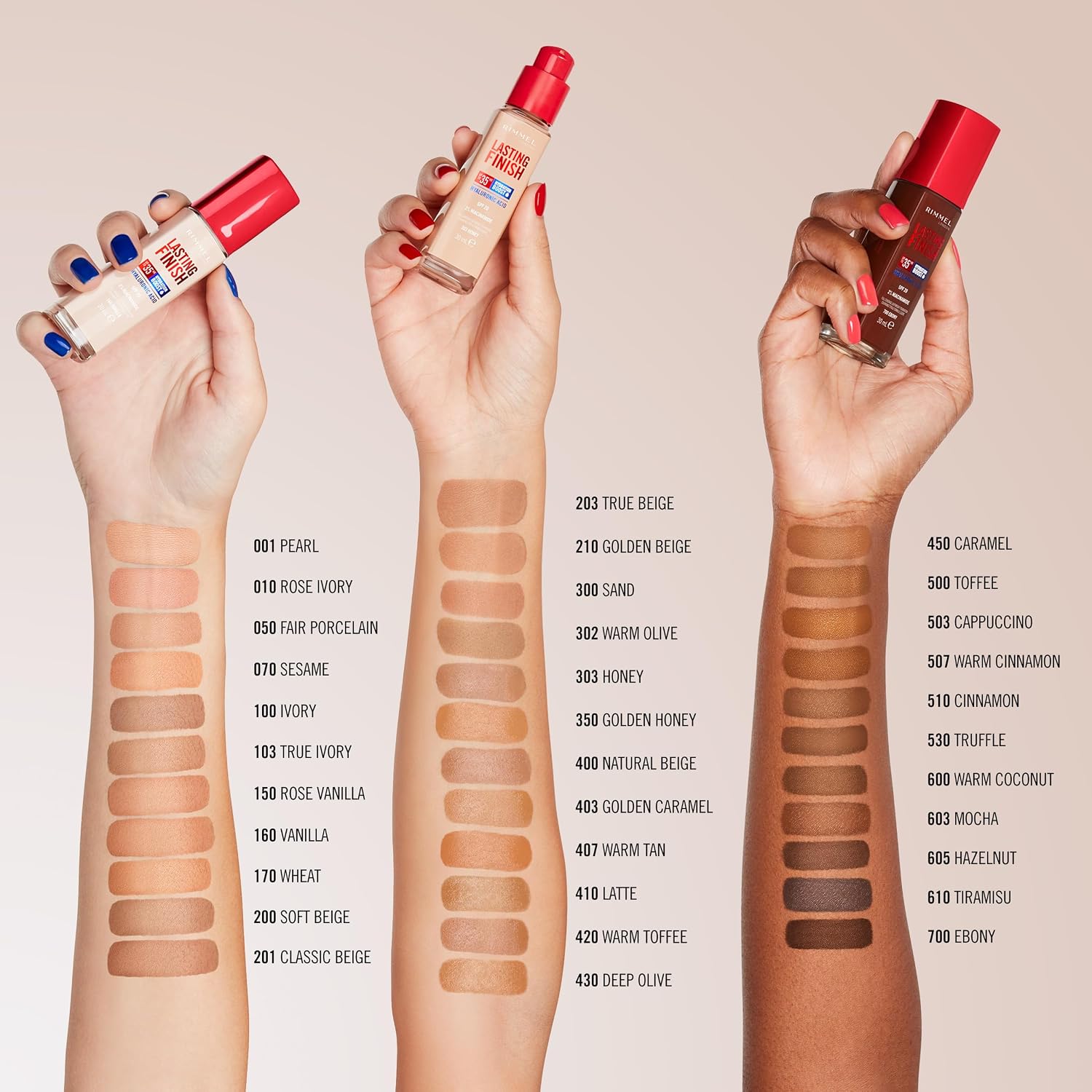 Fond de ten Rimmel Lasting Finish 35HR cu acid hialuronic - 210 Bej auriu - Image 2