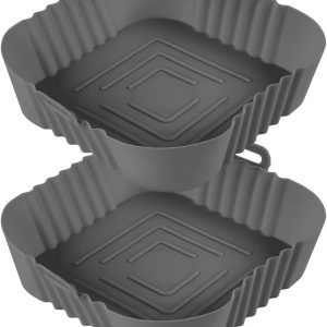 Vicloon Matră de silicon pentru friteuză cu aer cald, 2 bucăți de silicon pentru friteuză cu aer cald (19,5 cm), silicon reutilizabil pentru friteuze cu aer cald pătrate cu 3-4,75 L gri