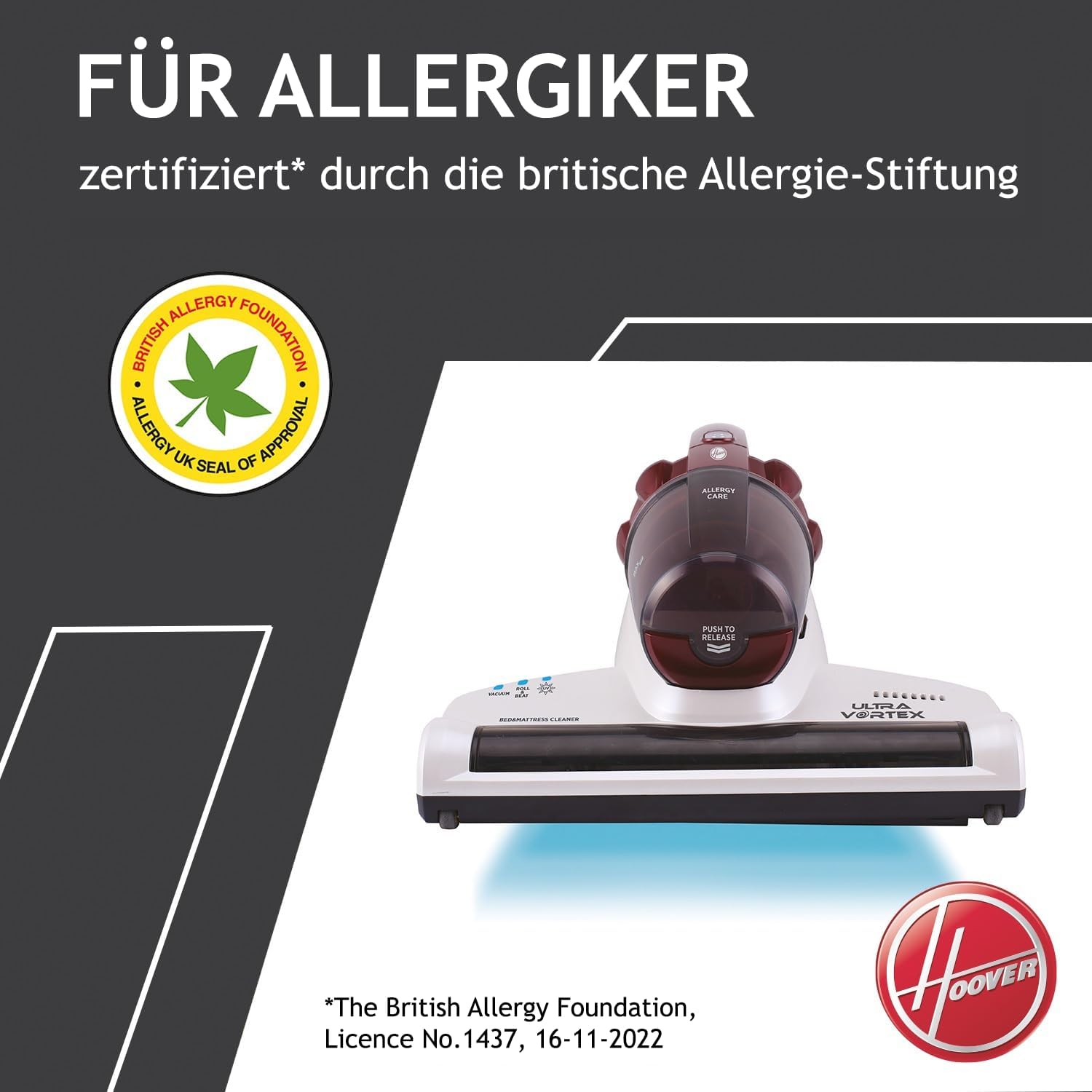 Hoover MBC500UV, curățitor de saltele Ultra Vortex, roșu, alb - Image 3