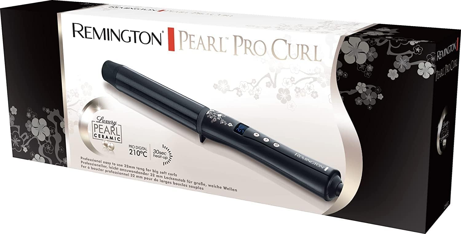 Ondulator Remington pentru bucle mari (32 mm) Pearl Digital (acoperire ceramică cu perle reale) ecran LCD 130-210 °C, include mănușă termică, ondulare fină, păr fin până la puternic, negru CI9533 - Image 6