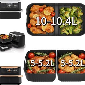 Accesorii pentru friteuză cu aer cald Pietuley Ninja pentru Foodi Flexdrawer 10.4 L AF500DE, Accesorii pentru friteuză cu aer cald COSORI, matriță de silicon 10L, Accesorii pentru friteuză cu aer cald AF500EU AF500EUCP (Pachet de 3, Negru)