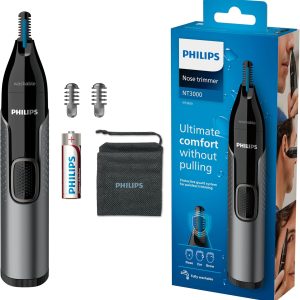 Aparat de tuns Philips seria 3000 pentru nas și urechi, pentru tunderea părului din nas, urechi și sprâncene.