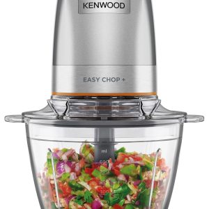 Tocător electric Kenwood EasyChop+ CHP62.400 SI cu lame cvadruple din oțel inoxidabil, operare cu o singură atingere, zdrobitor de gheață, recipient funcțional de 0,6 l, lavabil în mașina de spălat vase, 500 W, negru